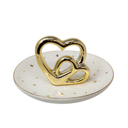 Sagebrook Home 5`` Trinket Tray, Double Heart, White