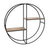 Sagebrook Home 14725-01 24" Metal/Wood Round Shelf, Black
