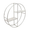 Sagebrook Home 14725-03 24" Metal/Wood Round Shelf, White/Silver