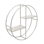 Sagebrook Home 14725-03 24" Metal/Wood Round Shelf, White/Silver