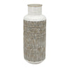Sagebrook Home Metal 16" Deco Geometric Jar,Beige