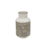Sagebrook Home Metal 10" Deco Geometric Jar,Beige