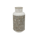 Sagebrook Home Metal 12" Deco Geometric Jar,Beige