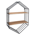 Sagebrook Home 14734 20" Metal/Wood Hexagon Shelf, Brown/Black
