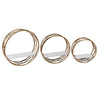 Sagebrook Home Set of 3 Metal Round Wall Shelves,White/Gold