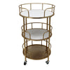 Sagebrook Home Metal 3-Tier Round Bar Cart, White/Gold Kd