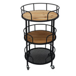 Sagebrook Home Metal 3-Tier Round Bar Cart, Brown/Black