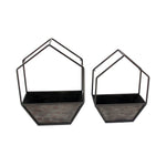 Sagebrook Home 14744 8" Metal Wall Planter, Black, Set of 2
