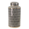 Sagebrook Home Ceramic 16`` Covered Jar, Criss-Cross, Black