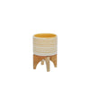 Sagebrook Home Ceramic 5" Planter On Standw/ Dots, Yellow