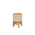 Sagebrook Home Ceramic 5" Planter On Standw/ Dots, Yellow