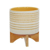 Sagebrook Home Ceramic 8`` Planter On Standw/ Dots, Yellow