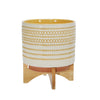 Sagebrook Home Ceramic 11" Planter On Standw/ Dots, Yellow