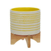 Sagebrook Home 14758-05 8" Ceramic Planter On Stand with Dots, Yellow