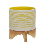 Sagebrook Home 14758-05 8" Ceramic Planter On Stand with Dots, Yellow