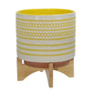 Sagebrook Home 14758-06 11" Ceramic Planter On Stand with Dots, Yellow