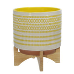 Sagebrook Home 14758-06 11" Ceramic Planter On Stand with Dots, Yellow