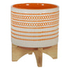 Sagebrook Home Ceramic 8`` Planter On Stand W/ Dots, Orange