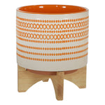 Sagebrook Home Ceramic 8`` Planter On Stand W/ Dots, Orange