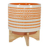 Sagebrook Home Ceramic 11" Planter On Stand W/ Dots, Orange