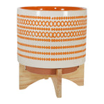 Sagebrook Home Ceramic 11" Planter On Stand W/ Dots, Orange