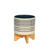 Sagebrook Home 14759-02 8" Ceramic Planter On Stand with Dots, Blue