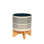 Sagebrook Home 14759-02 8" Ceramic Planter On Stand with Dots, Blue