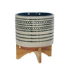 Sagebrook Home Ceramic 11" Planter On Standw/ Dots, Blue
