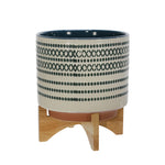 Sagebrook Home Ceramic 11" Planter On Standw/ Dots, Blue