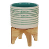 Sagebrook Home Ceramic 5" Planter On Stand W/ Dots, Turquoise