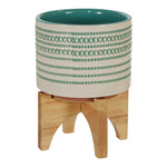 Sagebrook Home Ceramic 5" Planter On Stand W/ Dots, Turquoise