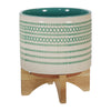 Sagebrook Home Ceramic 8" Planter On Stand W/ Dots, Turquoise
