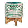 Sagebrook Home Ceramic 11`` Planter On Stand W/ Dots, Turquoise