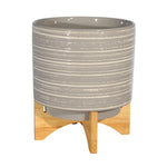 Sagebrook Home Ceramic 11`` Planter On Stand, Gray