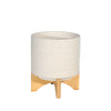 Sagebrook Home 14763-02 8" Ceramic Planter On Stand, Speckled White