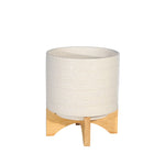 Sagebrook Home 14763-02 8" Ceramic Planter On Stand, Speckled White