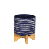 Sagebrook Home 14765-02 8" Ceramic Planter On Stand, Blue
