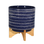 Sagebrook Home 14765-03 11" Ceramic Planter On Stand, Blue