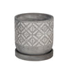 Sagebrook Home 14768-01 6" Diamond Pattern Planter with Saucer, Gray