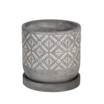 Sagebrook Home 14768-01 6" Diamond Pattern Planter with Saucer, Gray