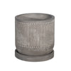 Sagebrook Home 14768-02 6" Line Pattern Planter with Saucer, Gray