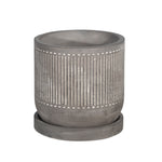 Sagebrook Home 14768-02 6" Line Pattern Planter with Saucer, Gray