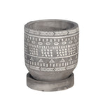 Sagebrook Home 14769-01 5" Tribal Pattern Planter with Saucer, Gray