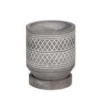 Sagebrook Home 14769-02 5" Diamond Pattern Planter with Saucer, Gray