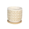 Sagebrook Home 14770-03 5" Ceramic Planter with Saucer, Sand