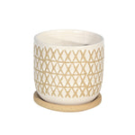 Sagebrook Home 14770-03 5" Ceramic Planter with Saucer, Sand