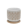 Sagebrook Home 14770-04 5" Ceramic Swirly Planter with Saucer, Beige