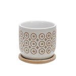 Sagebrook Home 14770-04 5" Ceramic Swirly Planter with Saucer, Beige