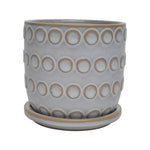 Sagebrook Home Ceramic 5" Bubbles Planter W/ Saucer, Beige