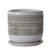 Sagebrook Home 14771-04 6" Ceramic Diamond Planter with Saucer, Brown
